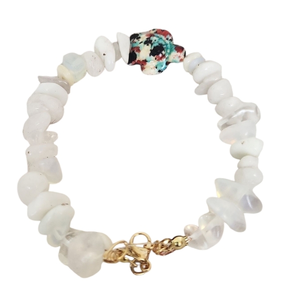 Colorful 3D Sea Turtle Beads  Turquoise Opalite Quartz Bracelet - Picture 2 of 2